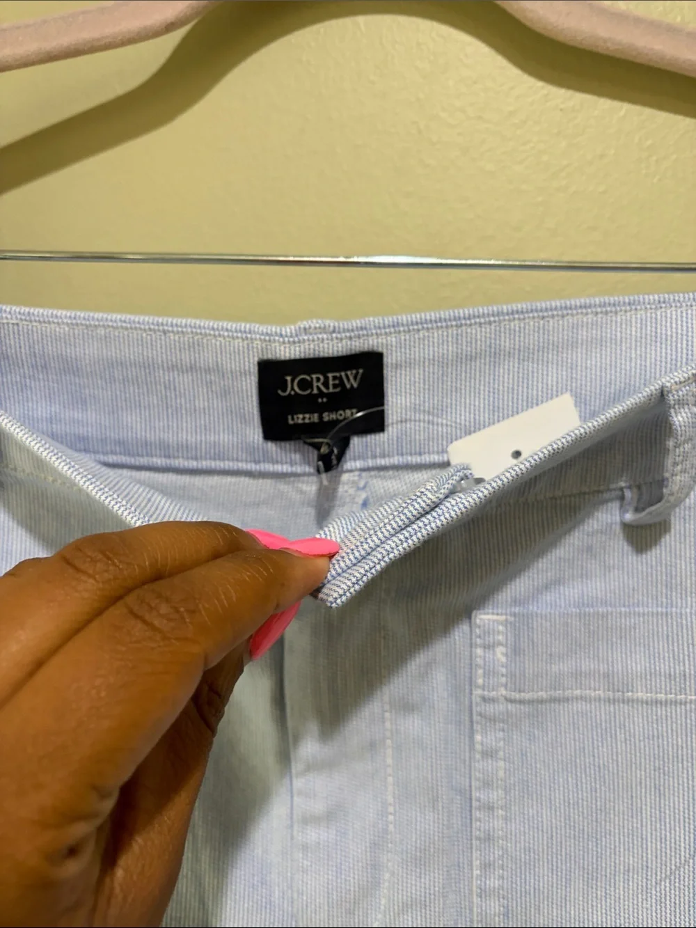 🔥J. Crew Factory Light Blue striped  Women's Patch Pocket Shorts